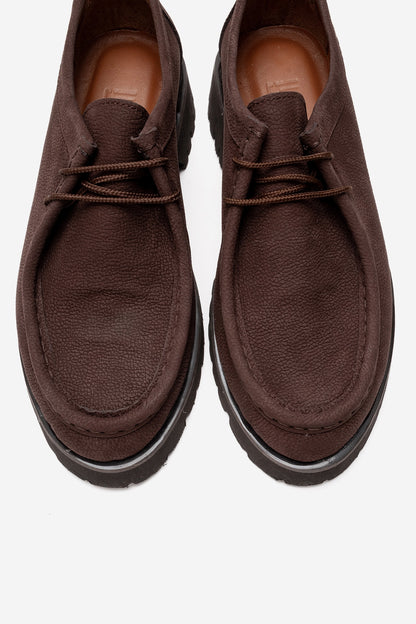 Talia - Mocasín con Cordones de Cuero Genuino Nobuck Marrón (Mujer)