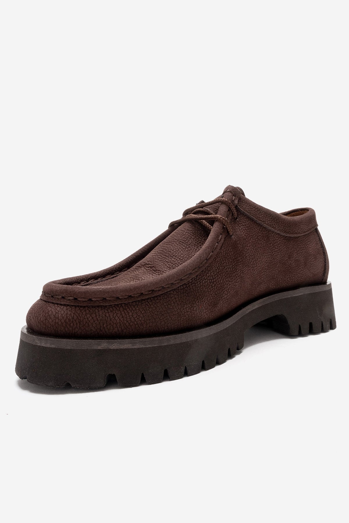 Talia - Mocasín con Cordones de Cuero Genuino Nobuck Marrón (Mujer)