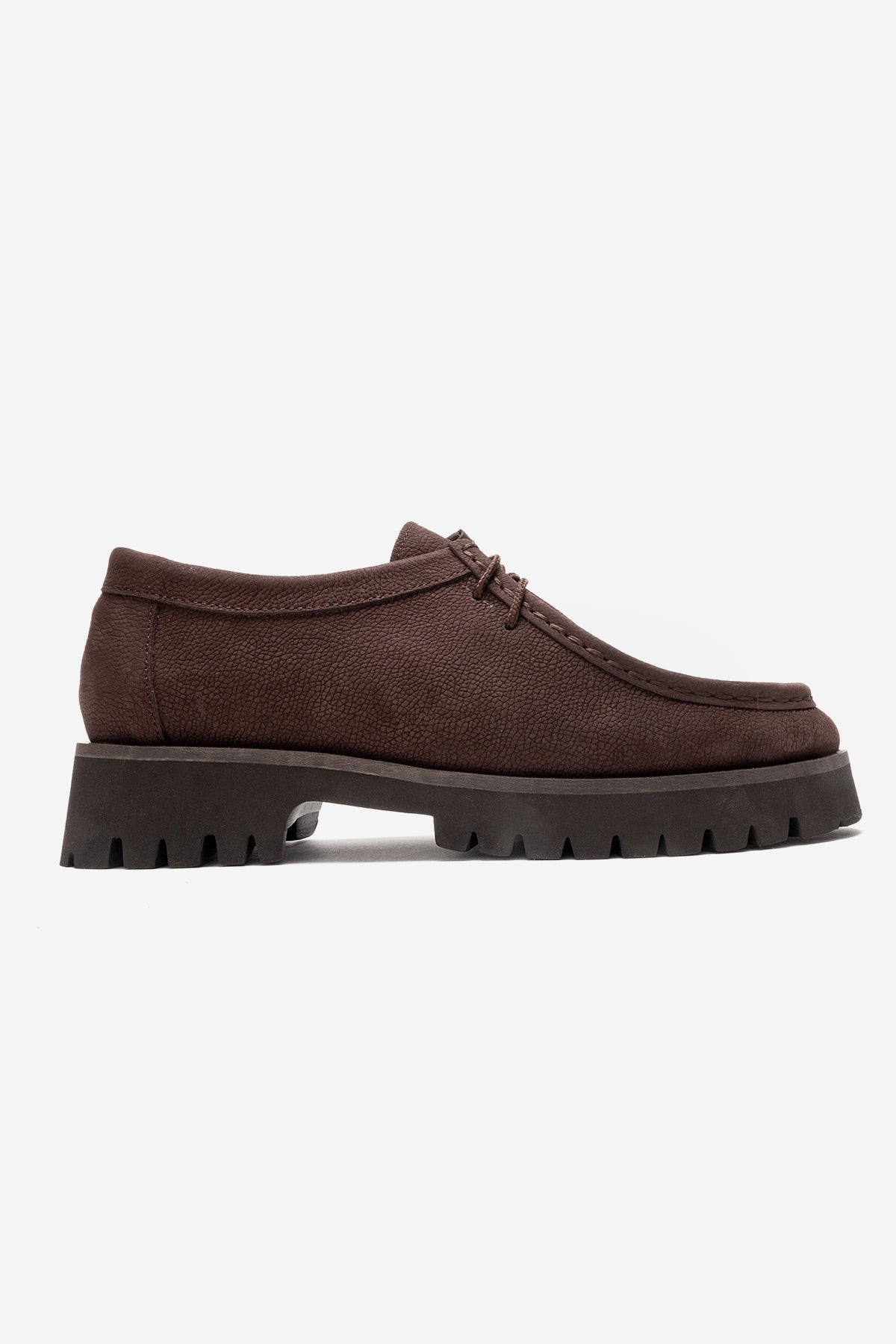 Talia - Mocasín con Cordones de Cuero Genuino Nobuck Marrón (Mujer)