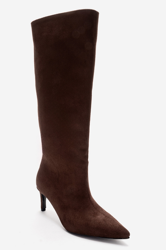 Camila - Bota de tacón de aguja de gamuza marrón (Mujer)