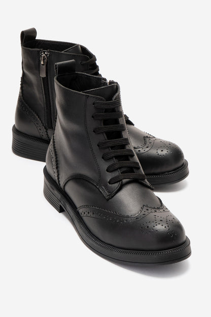 Nelvy - Bota de cuero genuino negra (Mujer)