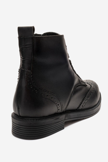 Nelvy - Bota de cuero genuino negra (Mujer)
