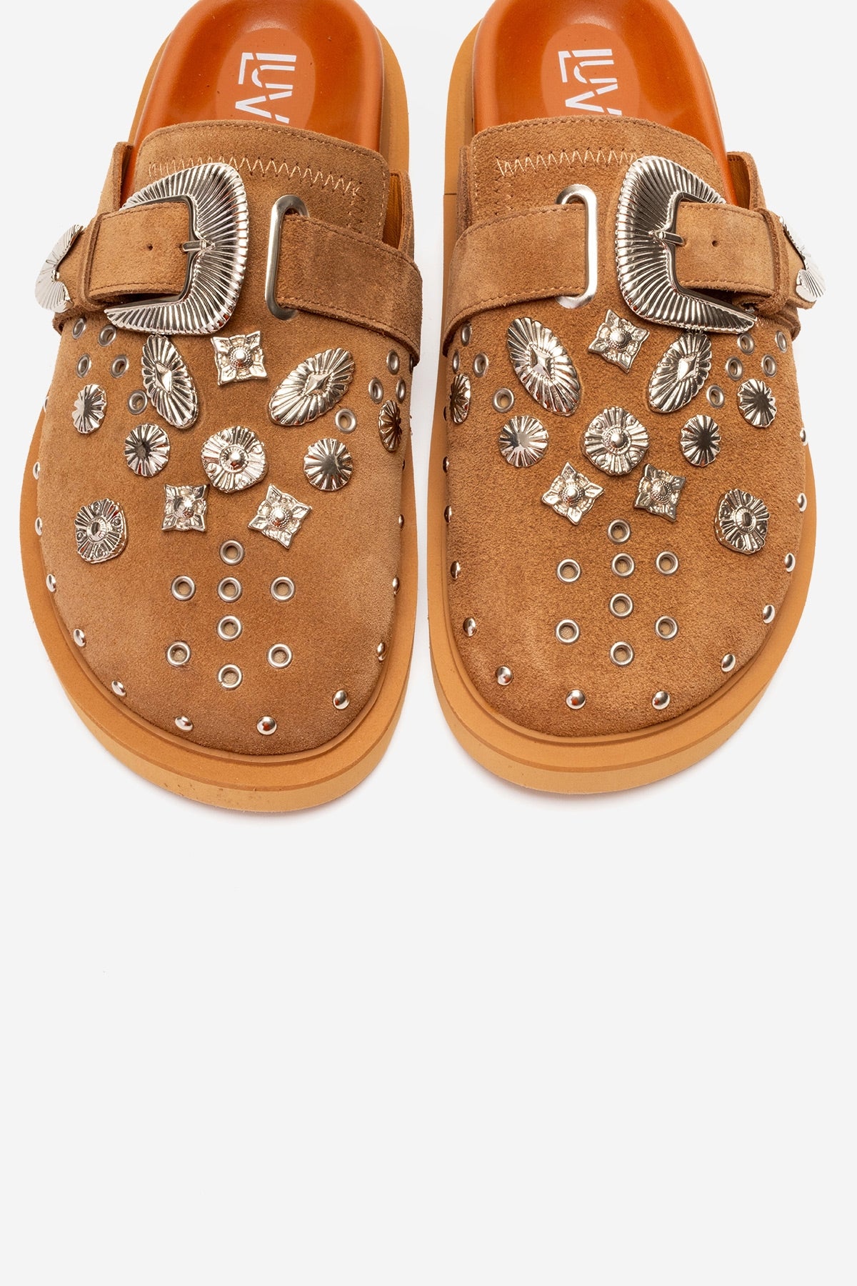 Maril - Cognac Suede Leather Buckle Slide (Women)