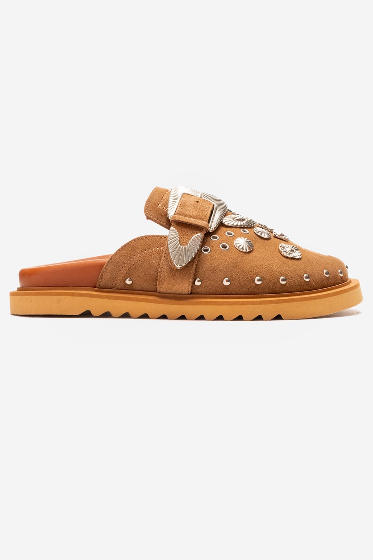 Maril - Cognac Suede Leather Buckle Slide (Women)