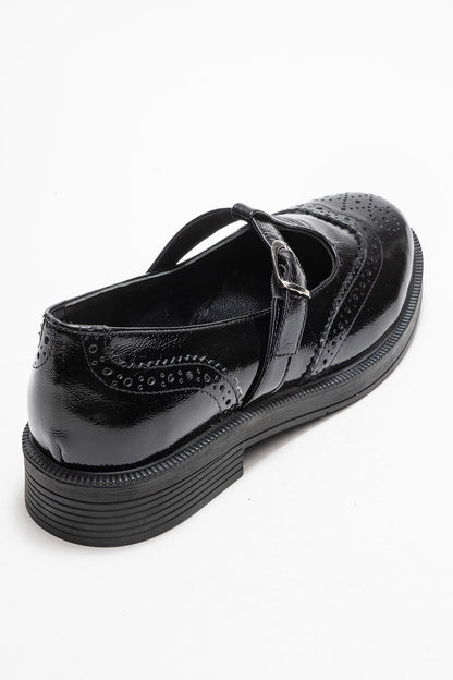 Dorian - Mocasín de piel auténtica charol negra (Mujer)