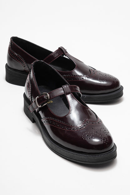 Dorian - Mocasín de cuero genuino burdeos charol (Mujer)