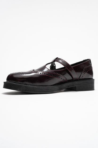 Dorian - Mocasín de cuero genuino burdeos charol (Mujer)