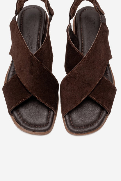 706 - Sandalia de Cuero Genuino Cognac (Mujer)