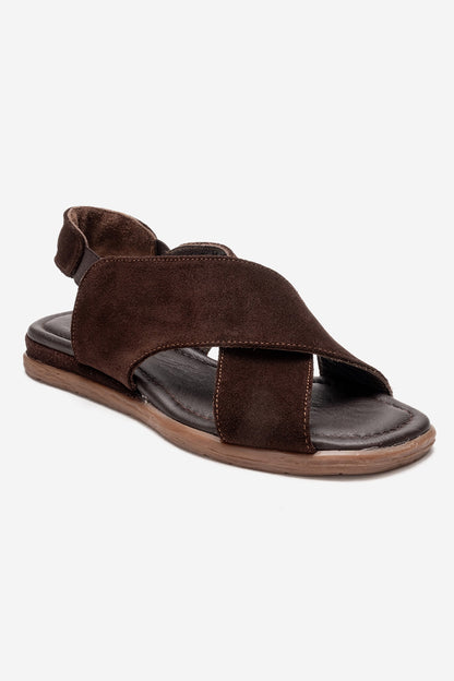 706 - Sandalia de Cuero Genuino Cognac (Mujer)