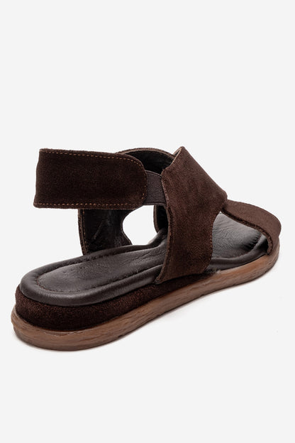 706 - Sandalia de Cuero Genuino Cognac (Mujer)