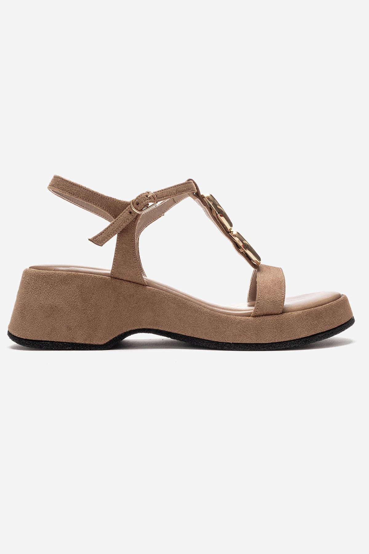 Matt - Sandalia de plataforma de ante beige (mujer)
