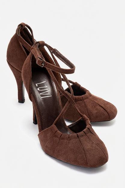 ELIZA - Zapatos de tacón de aguja de ante marrón (Mujer)