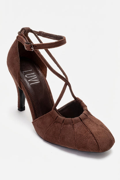 ELIZA - Zapatos de tacón de aguja de ante marrón (Mujer)