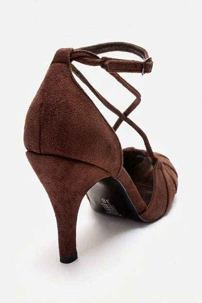 ELIZA - Zapatos de tacón de aguja de ante marrón (Mujer)