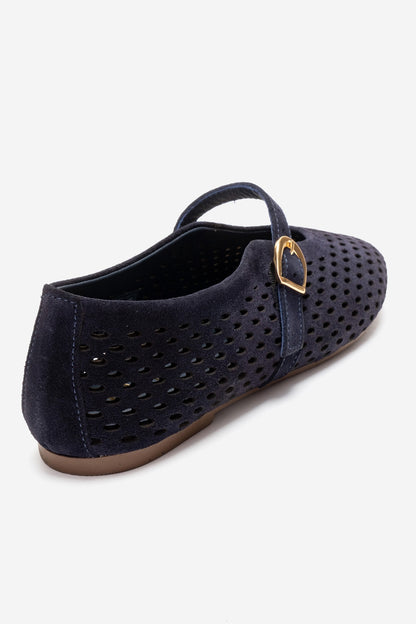 ARIAN - Merceditas de ante genuino color azul marino (mujer)