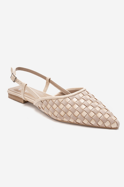 Chanda - Sandalia de mujer con punta y tejido de color beige