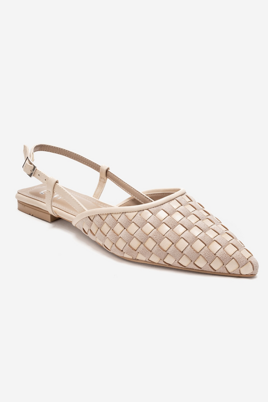 Chanda - Sandalia de mujer con punta y tejido de color beige