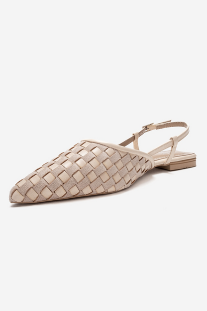 Chanda - Sandalia de mujer con punta y tejido de color beige