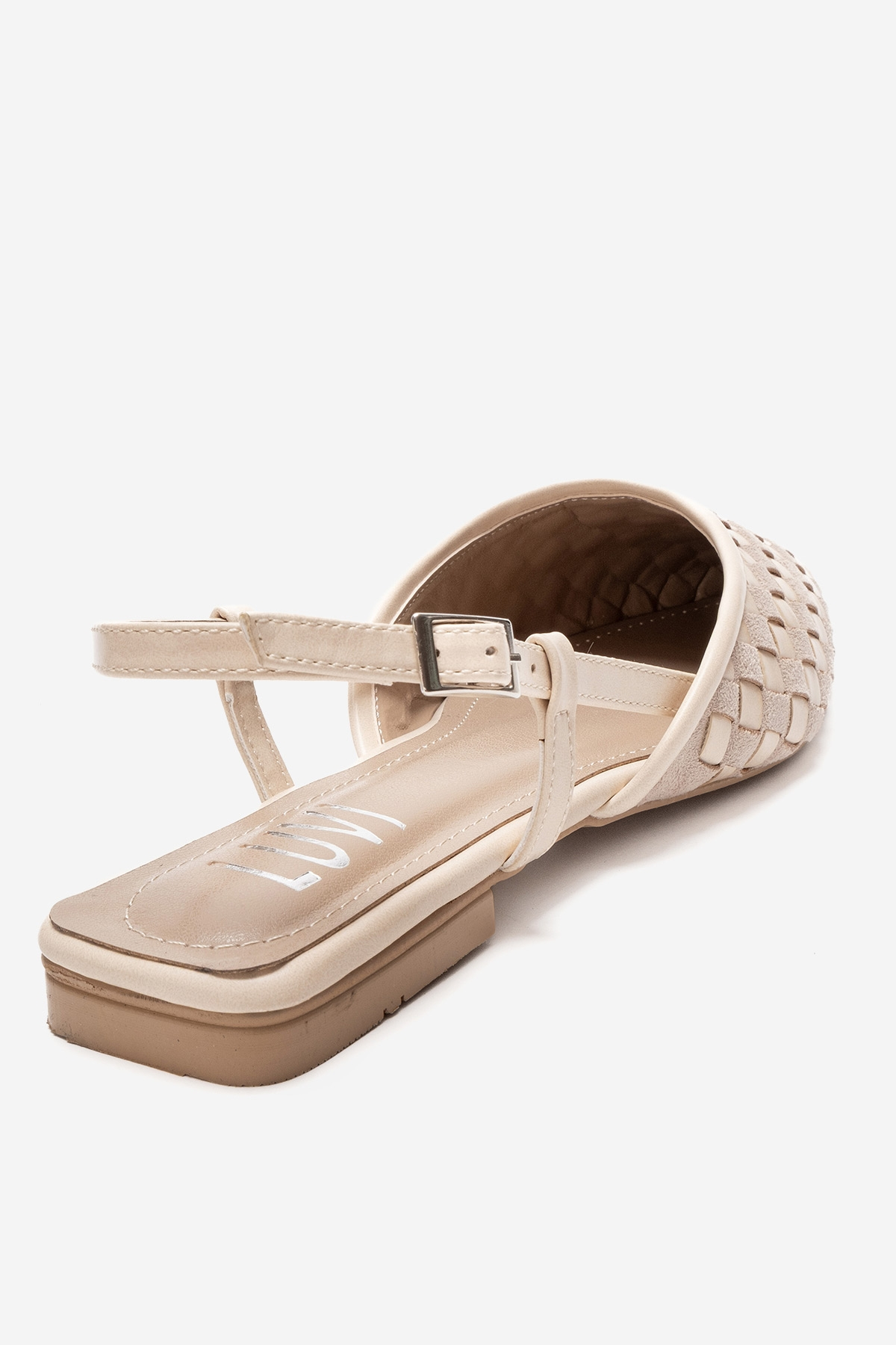 Chanda - Sandalia de mujer con punta y tejido de color beige