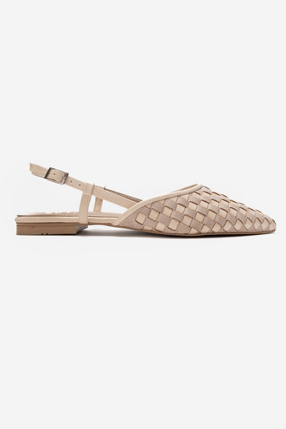 Chanda - Sandalia de mujer con punta y tejido de color beige