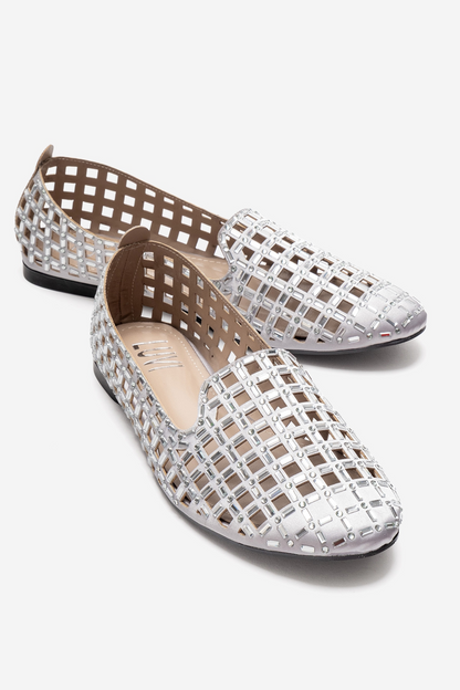 SILVA - Bailarina de cuero genuino con joyas (mujer)