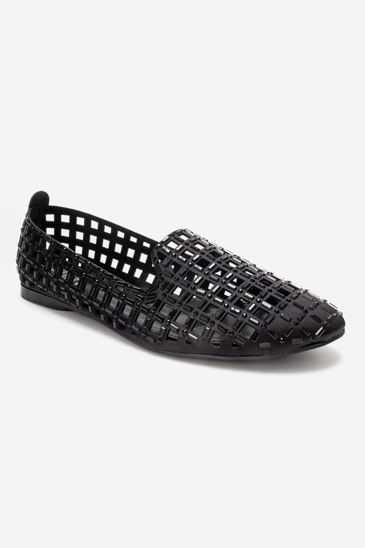 SILVA - Merceditas de ballet con joyas de cuero genuino negro (mujer)