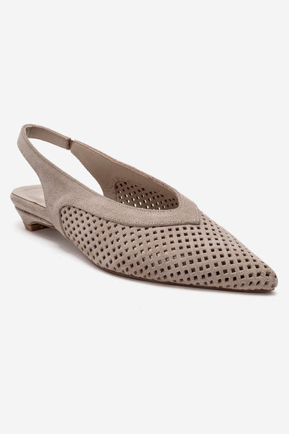 LIEVE - Sandalias de piel auténtica beige con tacón bajo (mujer)