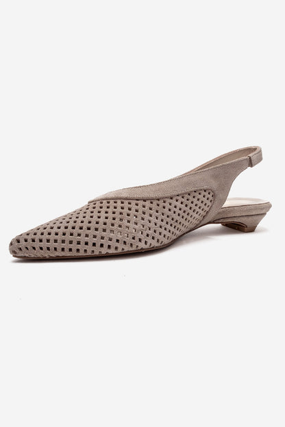 LIEVE - Sandalias de piel auténtica beige con tacón bajo (mujer)