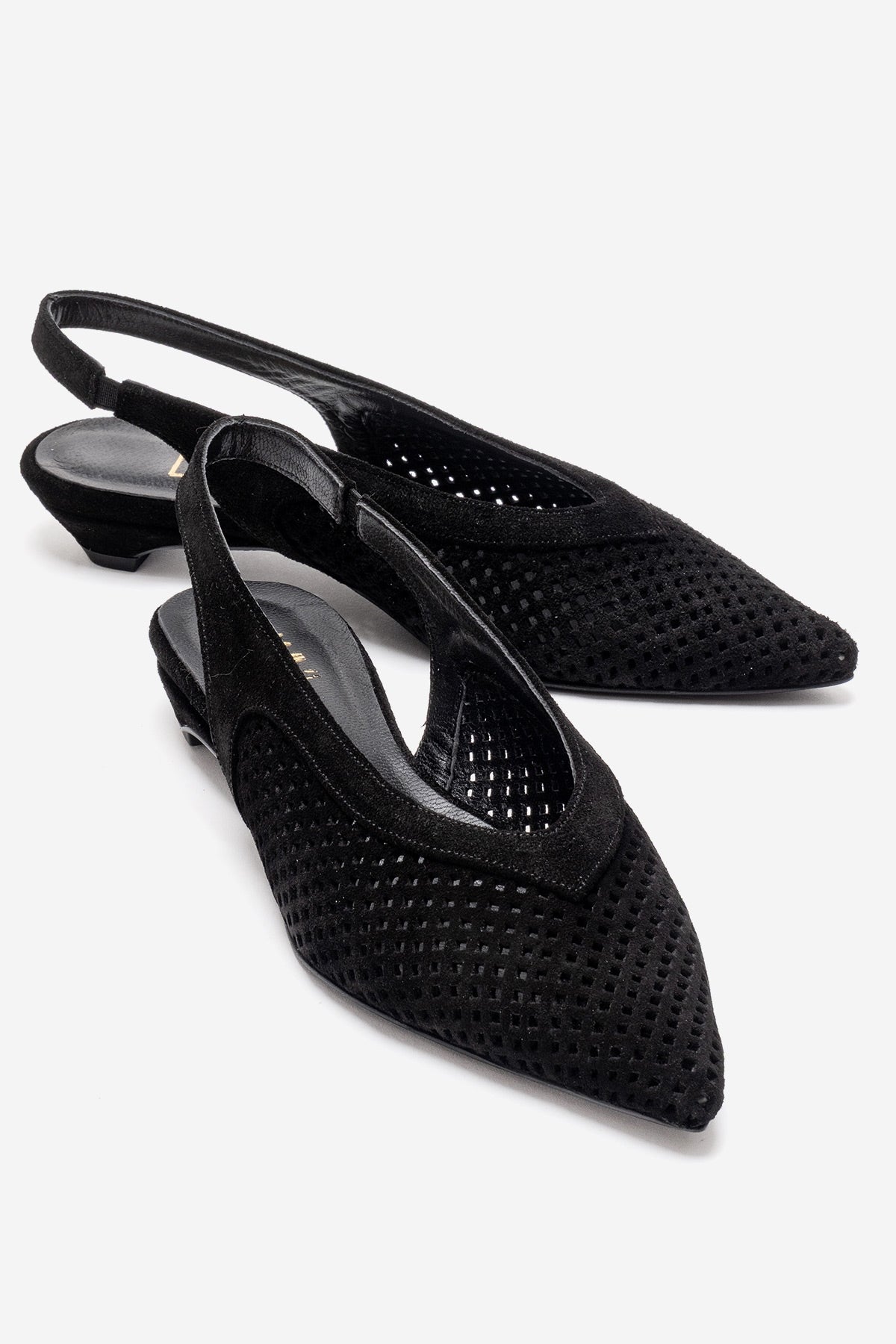 LIEVE - Zapatos de tacón bajo de cuero genuino negro (Mujer)