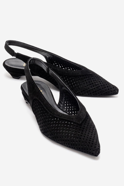 LIEVE - Zapatos de tacón bajo de cuero genuino negro (Mujer)