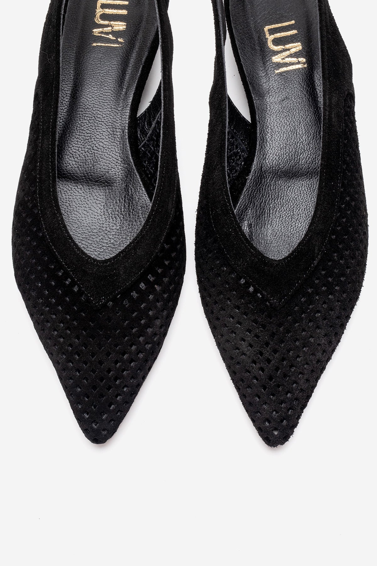 LIEVE - Zapatos de tacón bajo de cuero genuino negro (Mujer)