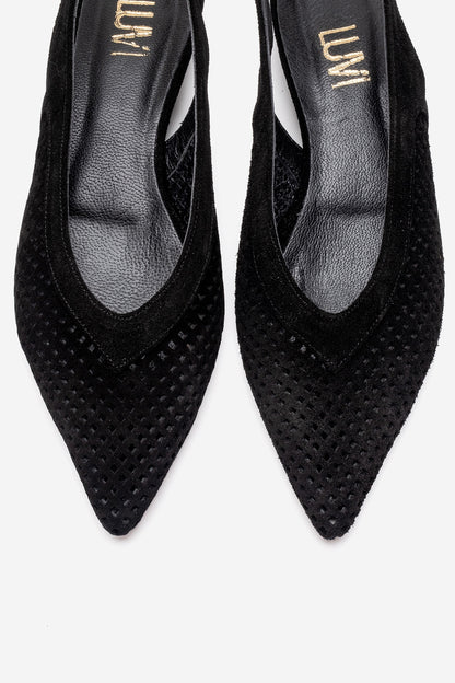 LIEVE - Zapatos de tacón bajo de cuero genuino negro (Mujer)