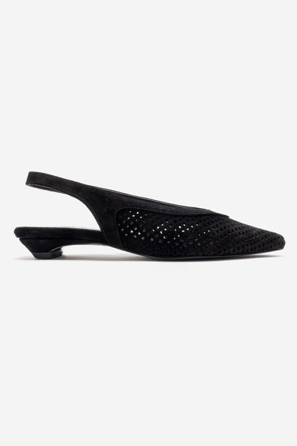 LIEVE - Zapatos de tacón bajo de cuero genuino negro (Mujer)