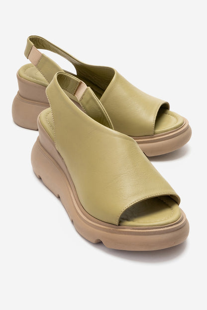 Agusto - Green Leather Platform Sandal (Women)