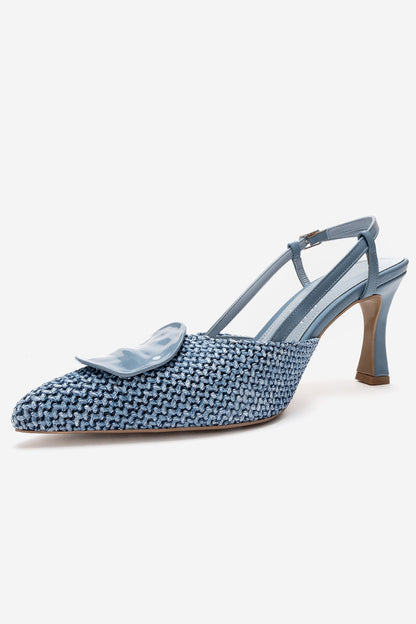 LEVIA - Blue Straw-Textured Accessory Stiletto Pump (Women)