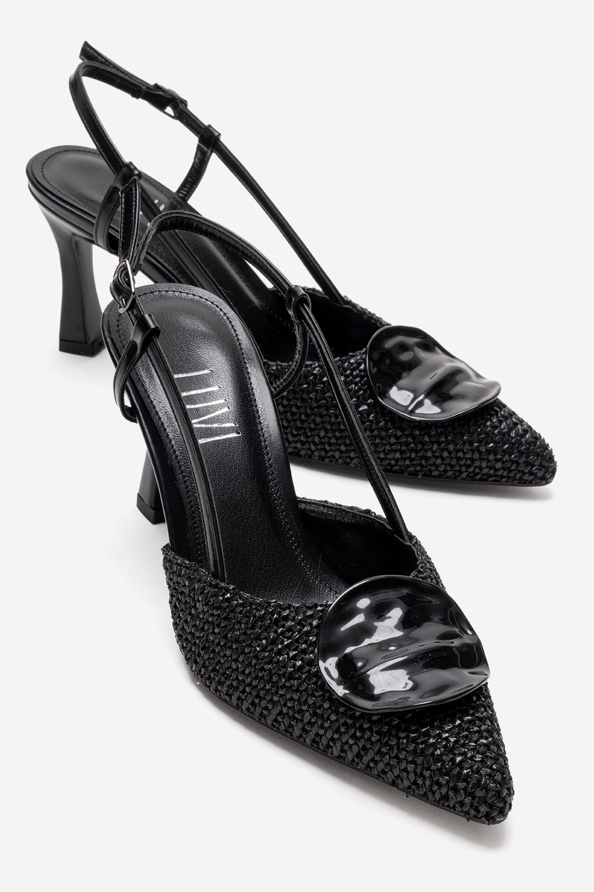 Levia - Zapatilla de tacón de aguja con textura tejida y detalle de accesorio (Mujer)