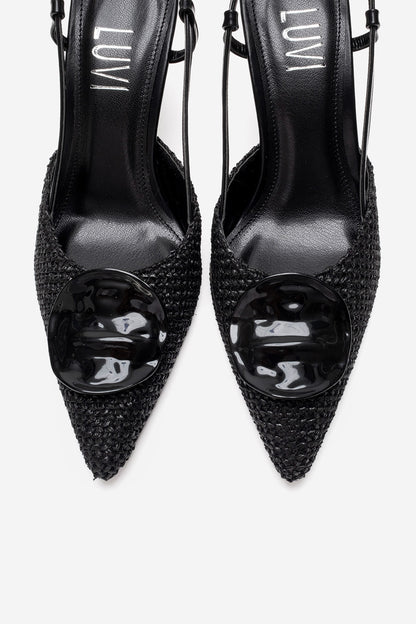 Levia - Zapatilla de tacón de aguja con textura tejida y detalle de accesorio (Mujer)