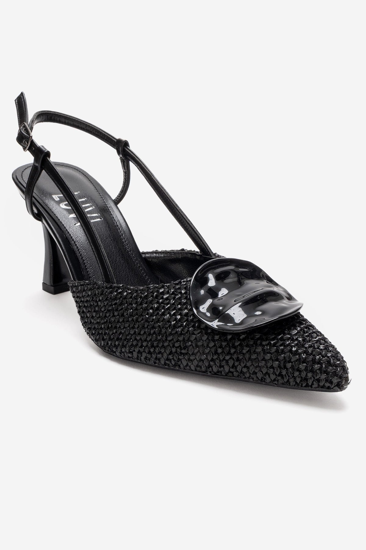 Levia - Zapatilla de tacón de aguja con textura tejida y detalle de accesorio (Mujer)
