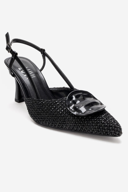 Levia - Zapatilla de tacón de aguja con textura tejida y detalle de accesorio (Mujer)