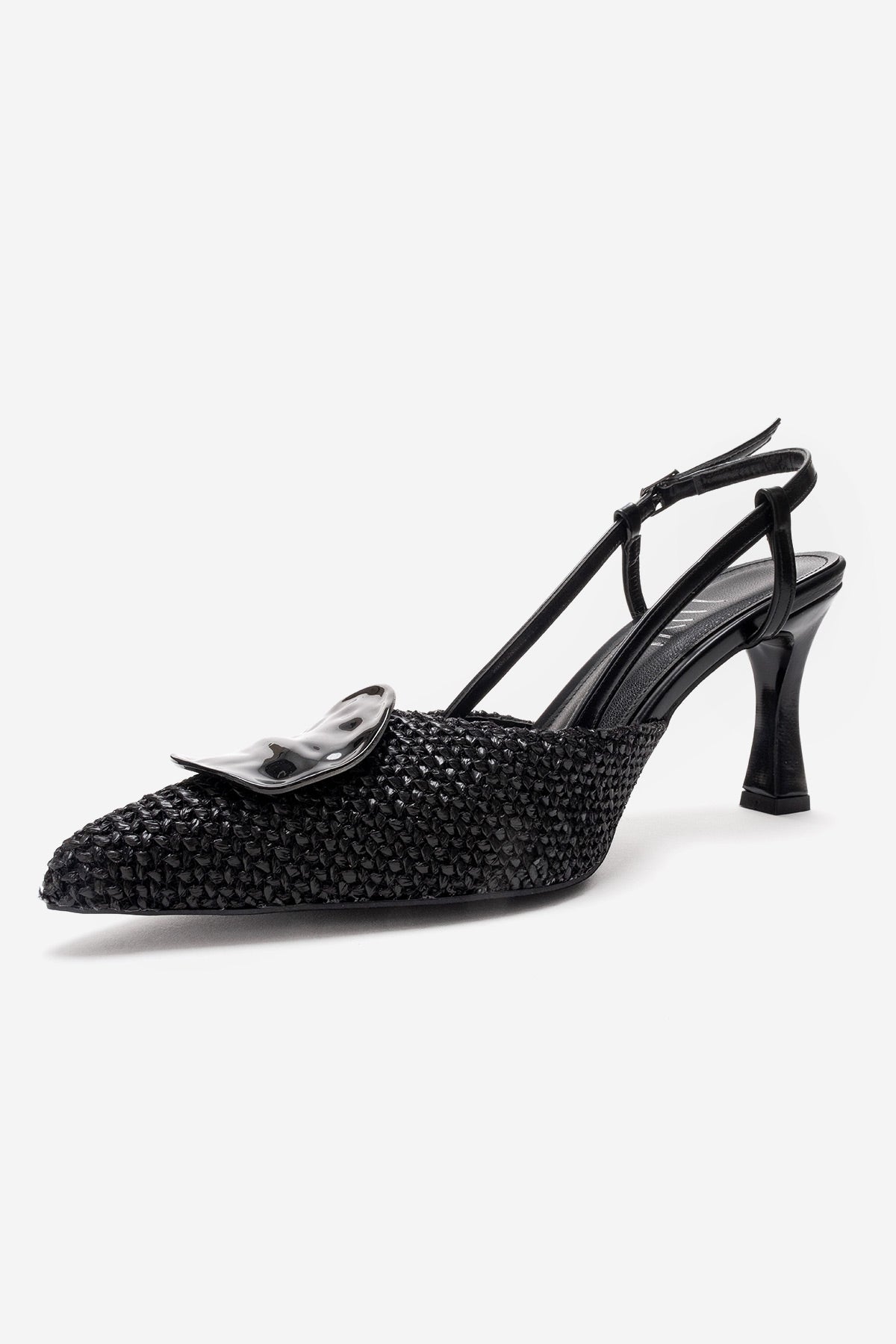 Levia - Zapatilla de tacón de aguja con textura tejida y detalle de accesorio (Mujer)