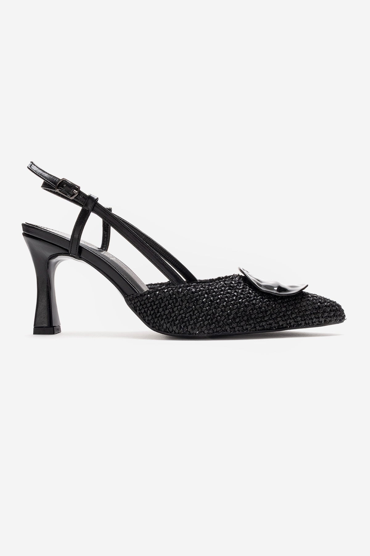 Levia - Zapatilla de tacón de aguja con textura tejida y detalle de accesorio (Mujer)