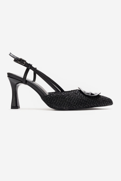 Levia - Zapatilla de tacón de aguja con textura tejida y detalle de accesorio (Mujer)