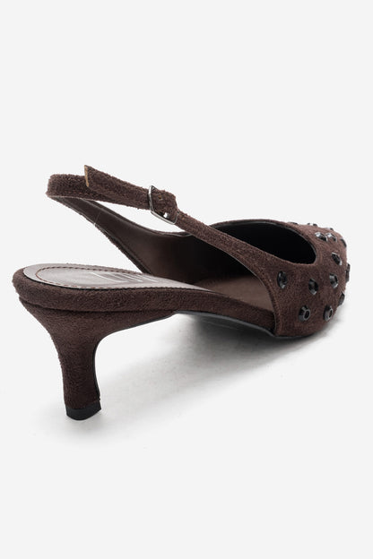 Lorex - Brown Suede Embellished Stiletto Heel Pump (Women)