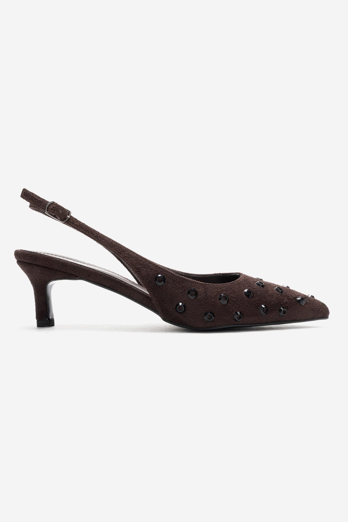 Lorex - Brown Suede Embellished Stiletto Heel Pump (Women)