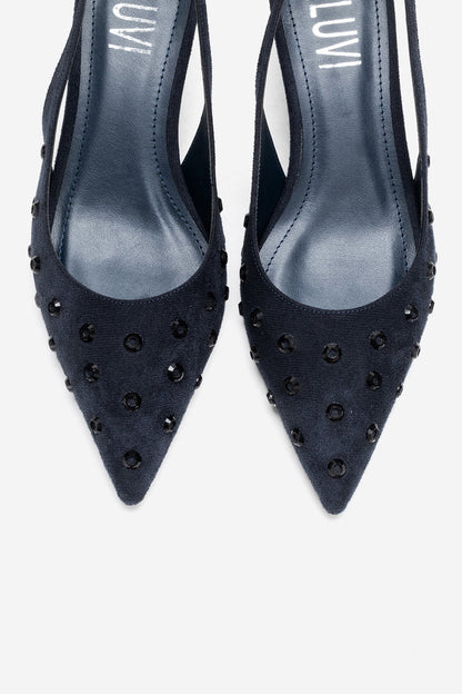 LOREX - Zapatilla de Tacón Stiletto Azul Marino (Mujer)