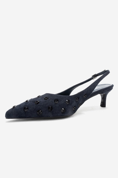LOREX - Zapatilla de Tacón Stiletto Azul Marino (Mujer)