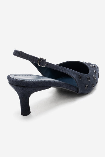 LOREX - Zapatilla de Tacón Stiletto Azul Marino (Mujer)