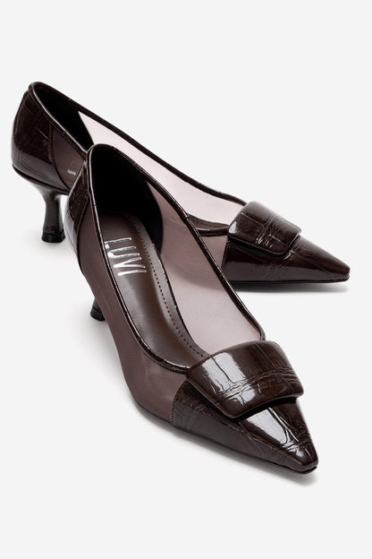 OLA - Zapato de tacón de aguja marrón (Mujer)