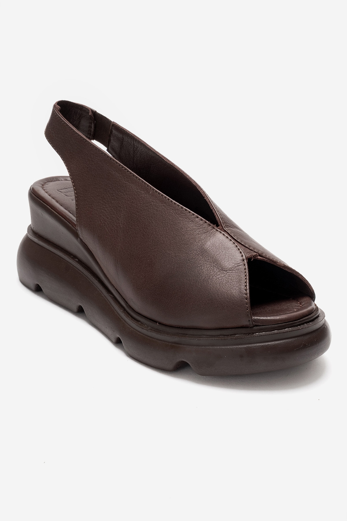 Sam - Brown Leather Platform Slide (Women)