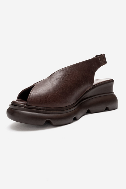Sam - Brown Leather Platform Slide (Women)